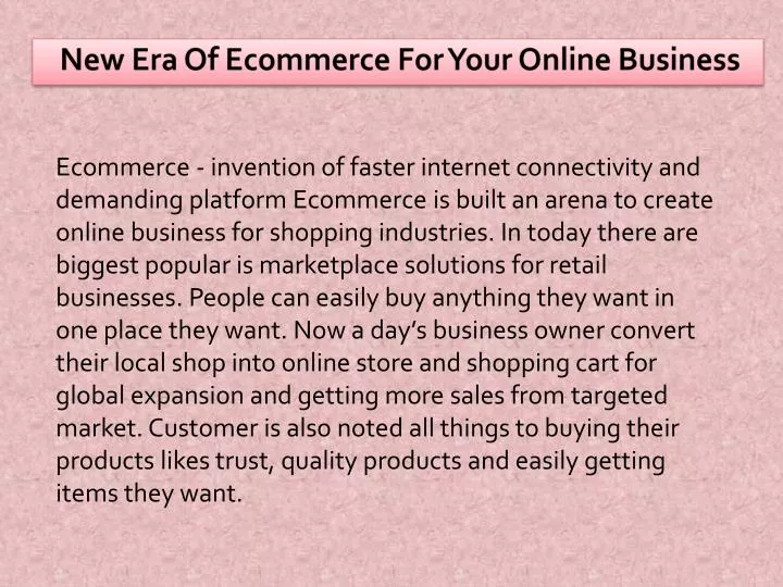 new era of ecommerce for your online business