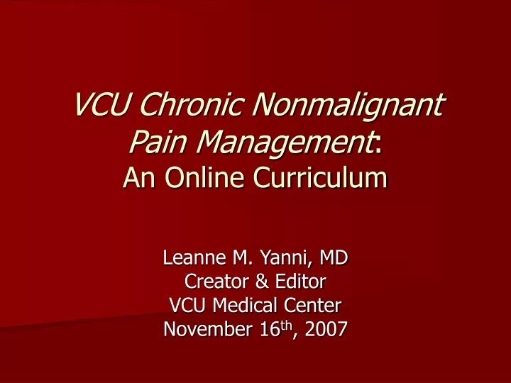 vcu chronic nonmalignant pain management an online curriculum