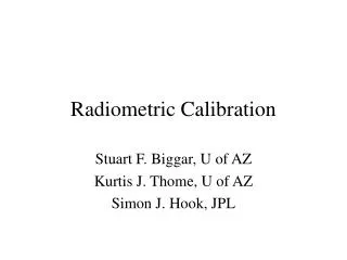 Radiometric Calibration