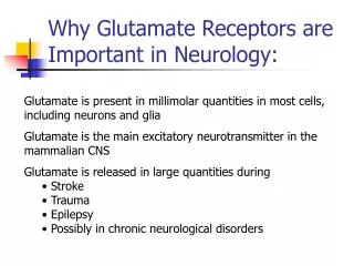 Why Glutamate Receptors are Important in Neurology:
