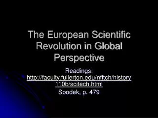 The European Scientific Revolution in Global Perspective