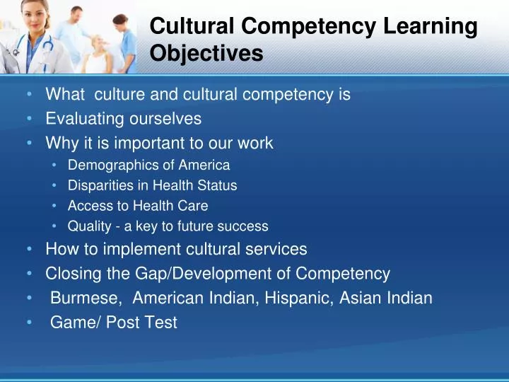 cultural competency learning objectives