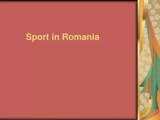 Sport in Romania