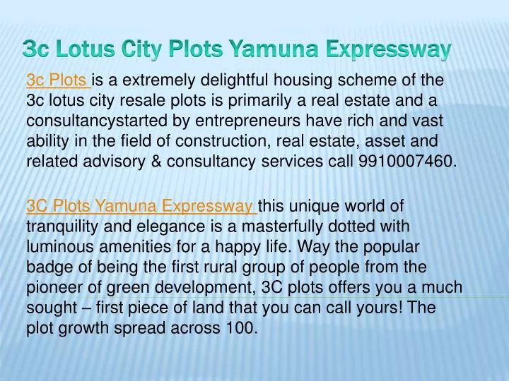 3c lotus city plots yamuna expressway