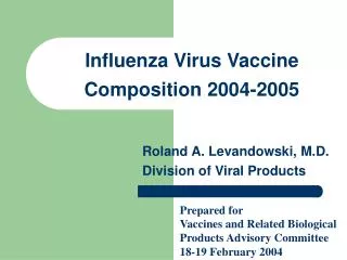 Influenza Virus Vaccine Composition 2004-2005