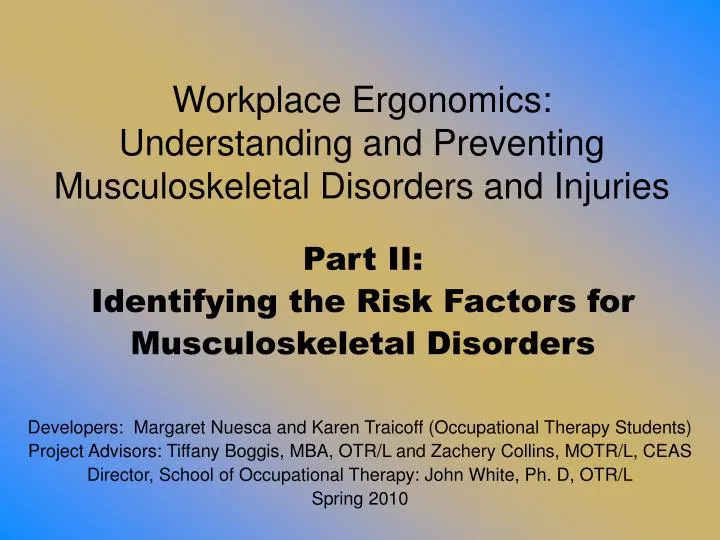 workplace ergonomics understanding and preventing musculoskeletal disorders and injuries