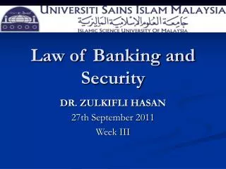 Law of Banking and Security