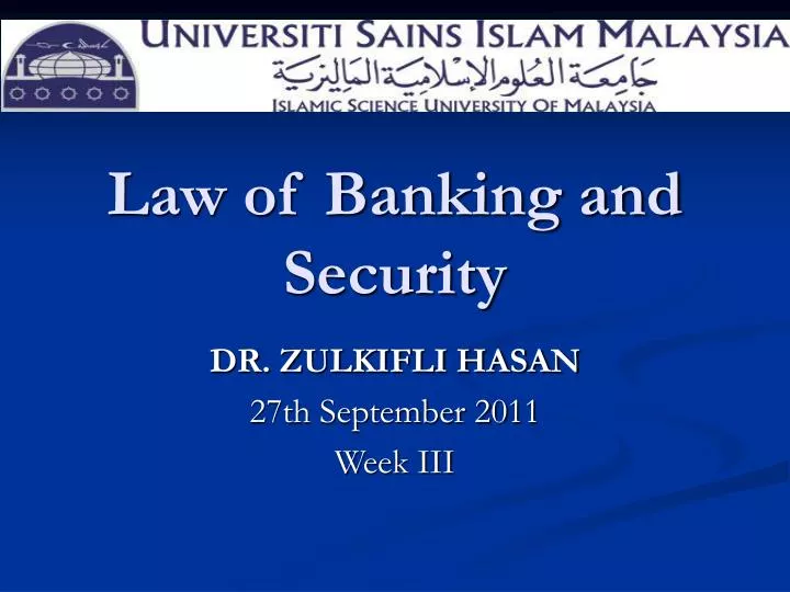 law of banking and security