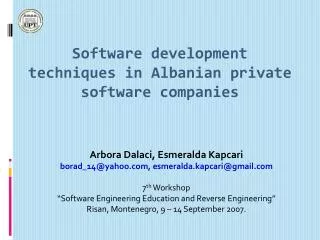 Software development techniques in Albanian private software companies