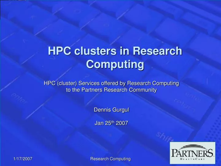hpc clusters in research computing