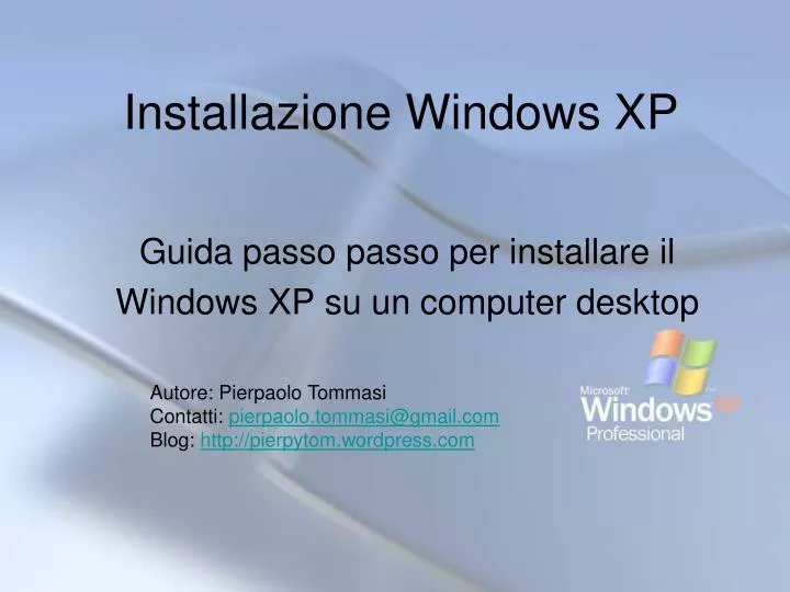 installazione windows xp