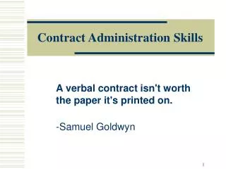 Contract Administration Skills
