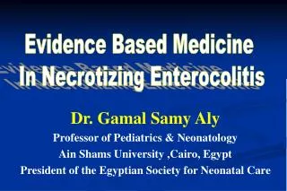 Dr. Gamal Samy Aly Professor of Pediatrics &amp; Neonatology Ain Shams University ,Cairo, Egypt President of the Egyptia