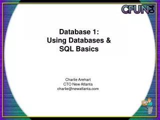 Database 1: Using Databases &amp; SQL Basics