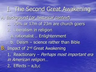 I. The Second Great Awakening