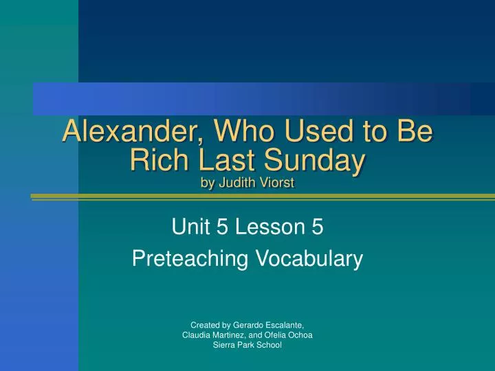 alexander who used to be rich last sunday by judith viorst