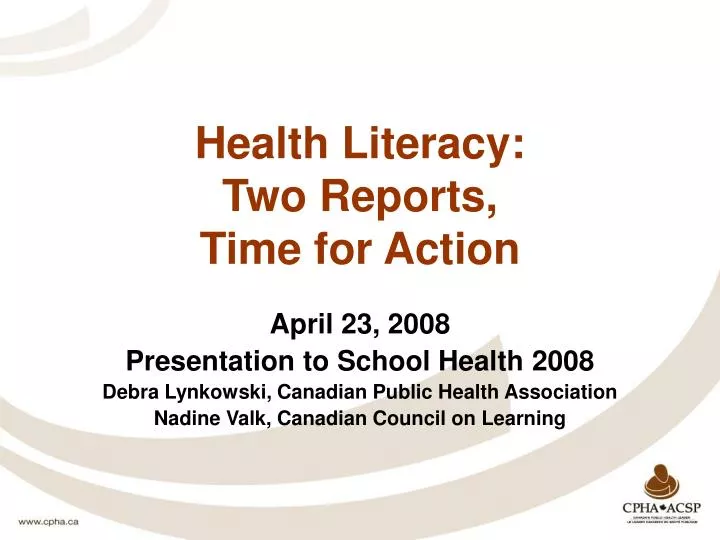 health literacy two reports time for action