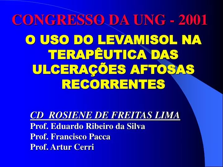 o uso do levamisol na terap utica das ulcera es aftosas recorrentes