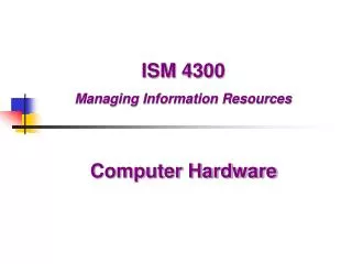 ISM 4300 Managing Information Resources