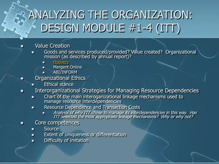 analyzing the organization design module 1 4 itt