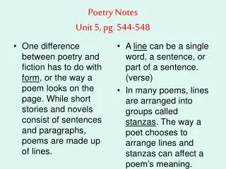 Poetry Notes Unit 5, pg. 544-548