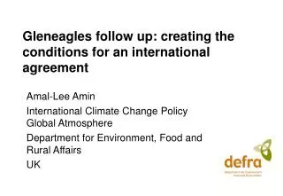 Gleneagles follow up: creating the conditions for an international agreement