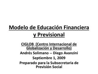 Modelo de Educación Financiera y Previsional