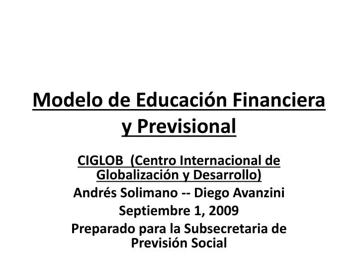 modelo de educaci n financiera y previsional