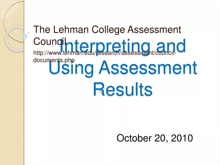 interpreting and using assessment results