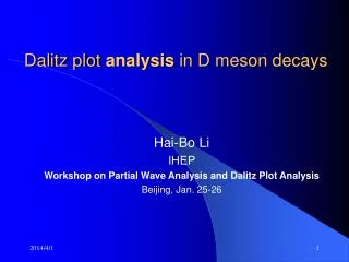 Dalitz plot analysis in D meson decays