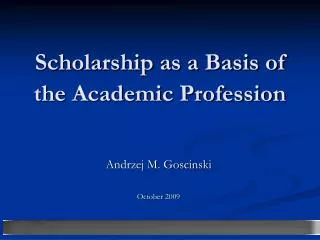 Scholarship as a Basis of the Academic Profession