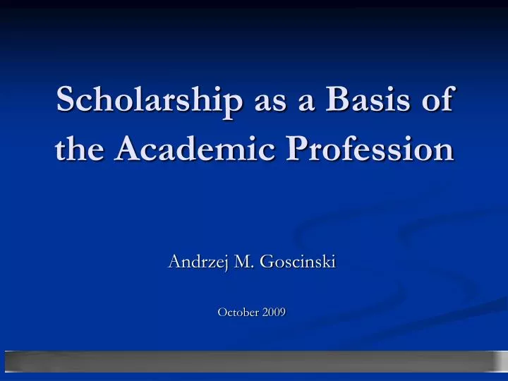 scholarship as a basis of the academic profession