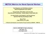 METOC Metrics for Naval Special Warfare