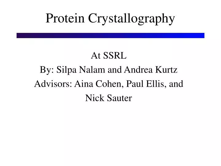 protein crystallography
