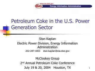 Petroleum Coke in the U.S. Power Generation Sector