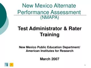 New Mexico Alternate Performance Assessment