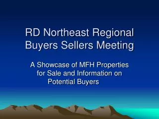 RD Northeast Regional Buyers Sellers Meeting