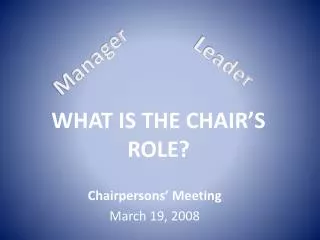 What is the Chair’s Role?