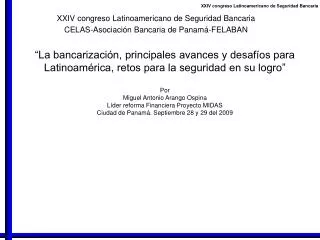 XXIV congreso Latinoamericano de Seguridad Bancaria CELAS-Asociación Bancaria de Panamá-FELABAN