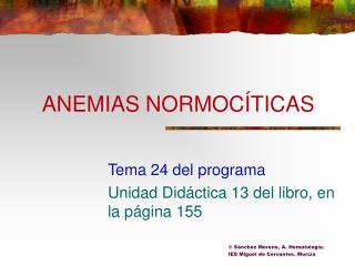 anemias normoc ticas