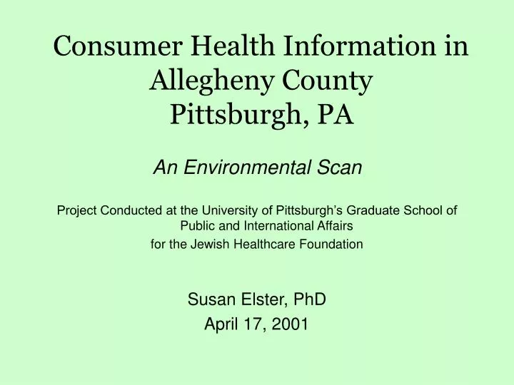 consumer health information in allegheny county pittsburgh pa