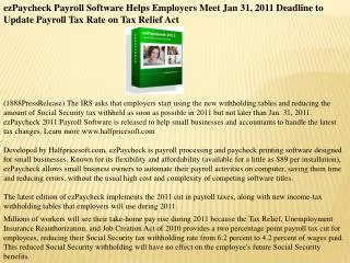 ezPaycheck Payroll Software Helps Employers Meet Jan 31