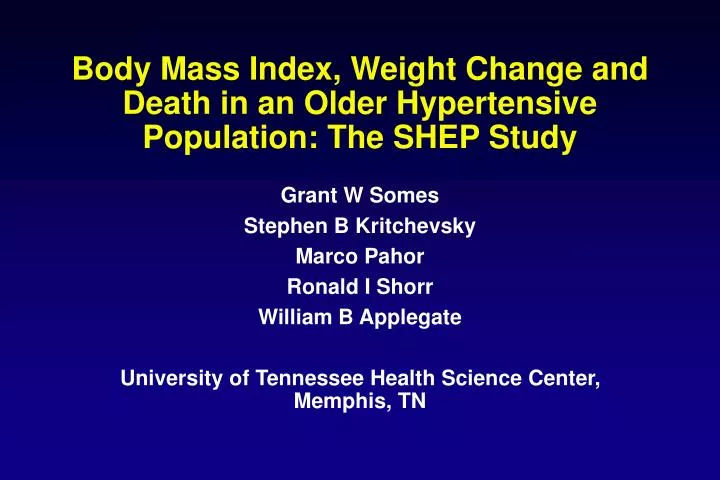 body mass index weight change and death in an older hypertensive population the shep study