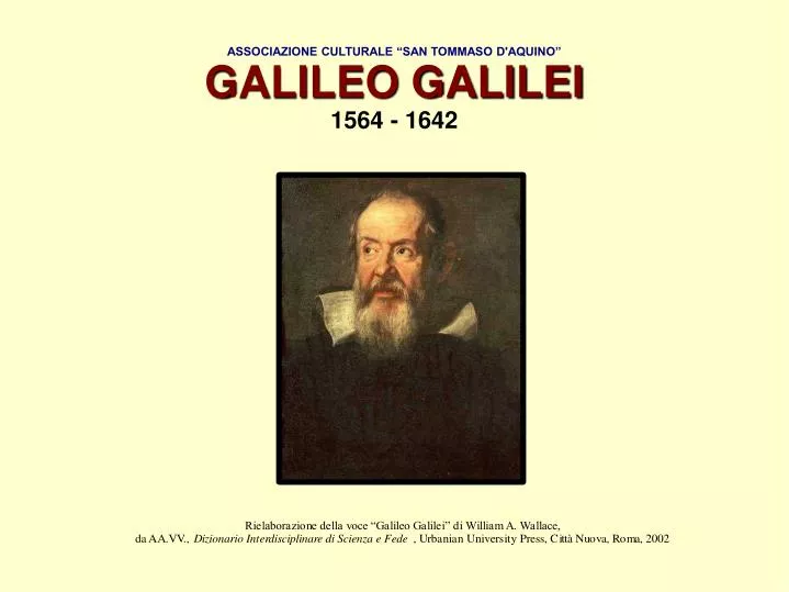 associazione culturale san tommaso d aquino galileo galilei 1564 1642