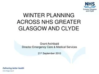 WINTER PLANNING ACROSS NHS GREATER GLASGOW AND CLYDE