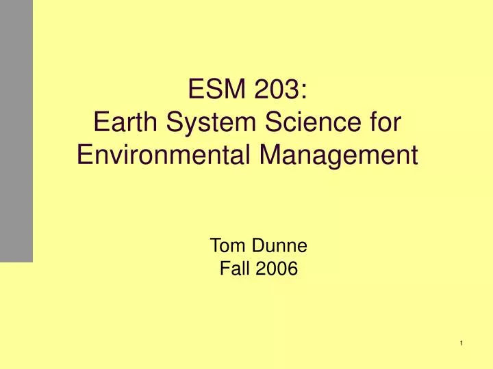 esm 203 earth system science for environmental management