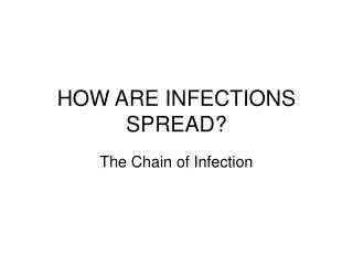 HOW ARE INFECTIONS SPREAD?