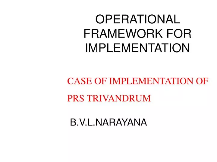 operational framework for implementation