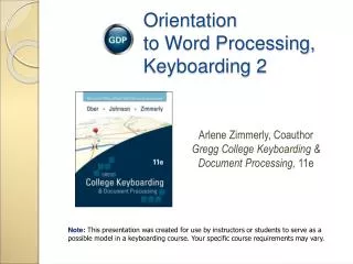 Orientation to Word Processing, Keyboarding 2
