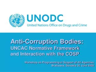 Anti-Corruption Bodies: UNCAC Normative Framework and Interaction with the COSP